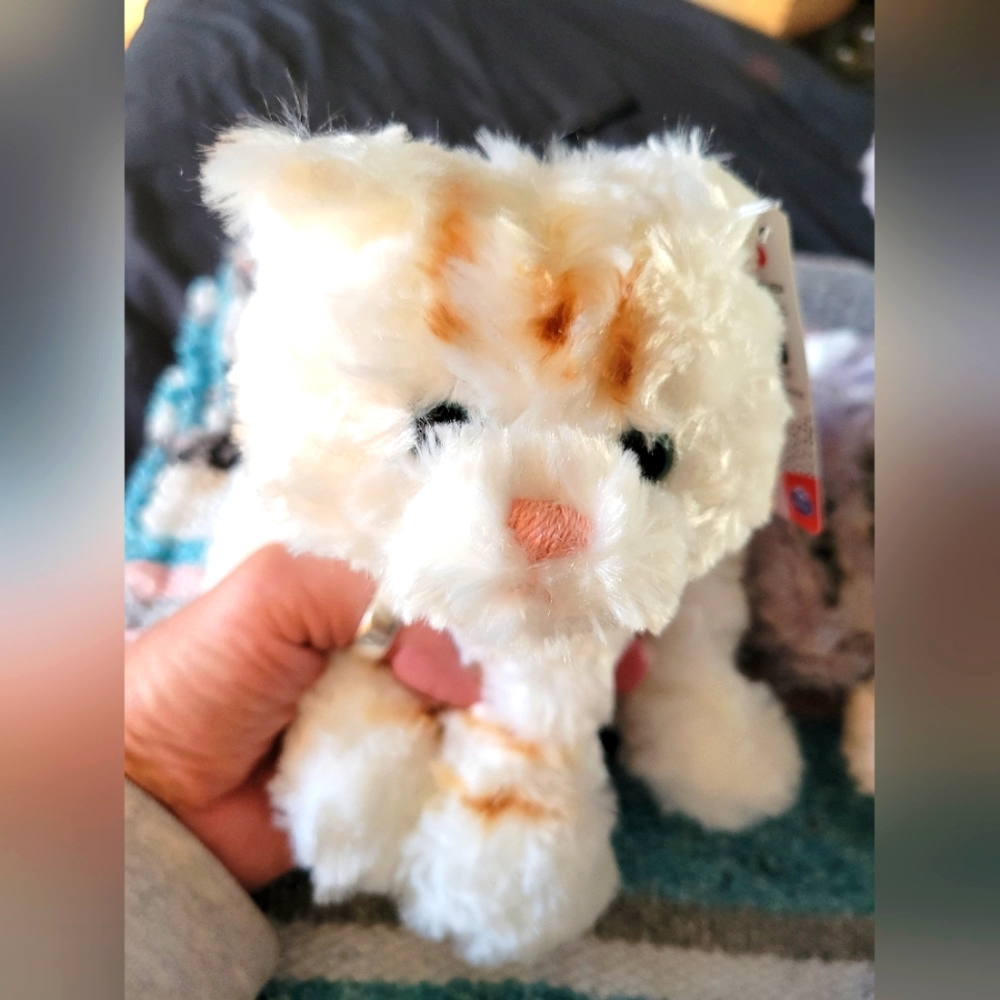 Gund plush stuffed kitty 12 in long-white/orange